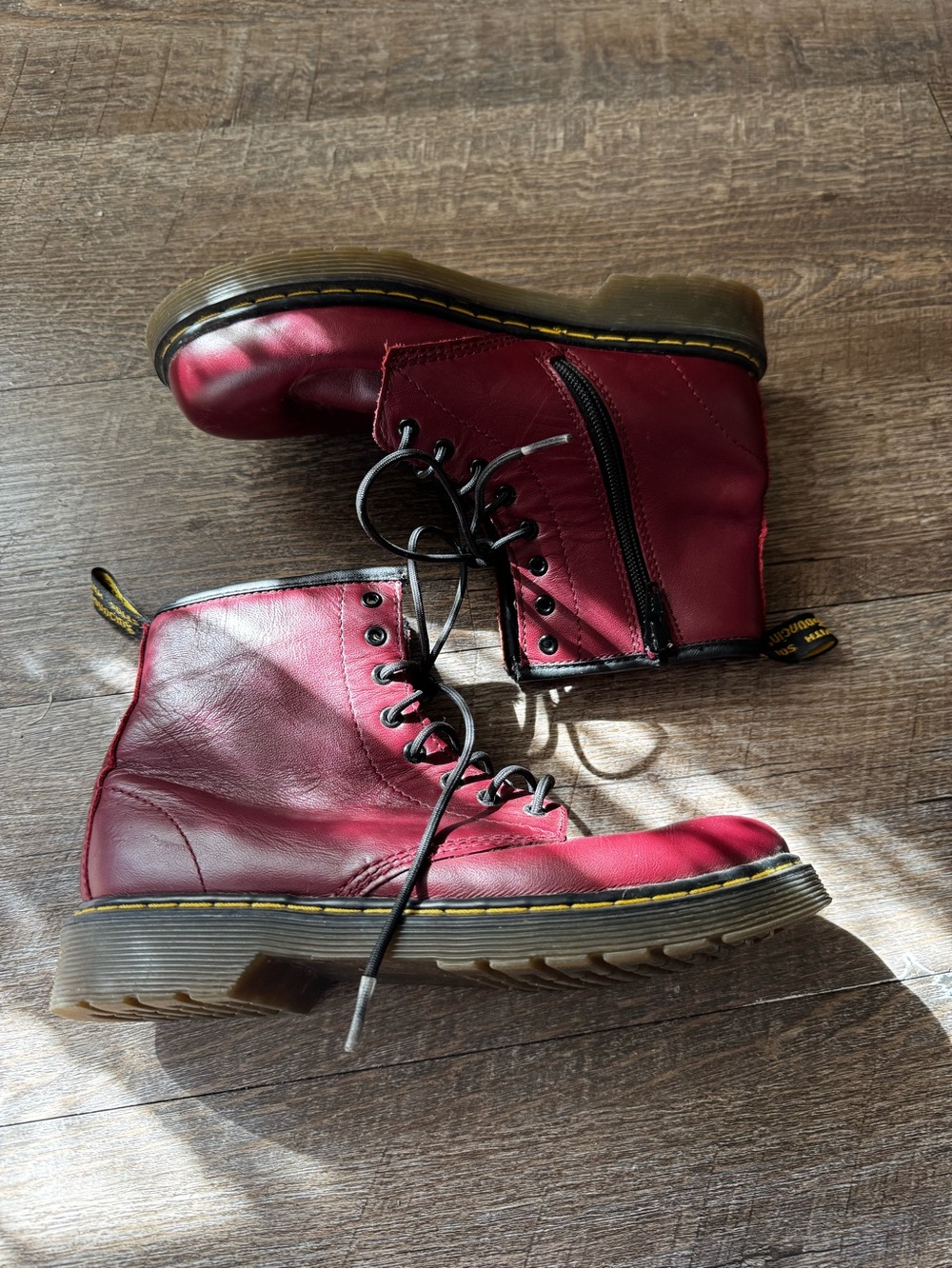 Dr. Martens burgundy leather boots
